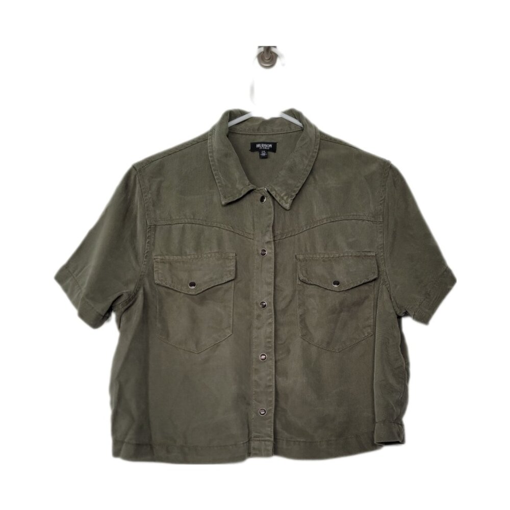 Hudson shirt western snaps crop 100% Lyocell desert sage Large style# W7967TWA